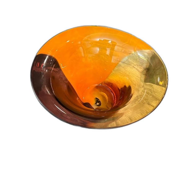 Teleflora Hand Blown Multi-Colored Studio Art MCM Swirl Glass Bowl - Picture 15 of 16